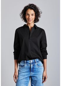 Street One Damen Langarmbluse, schwarz, casual, Gr. 34, unifarben, Web, 74% Baumwolle, 24% Polyamid, 2% Elasthan, Blusen, im soften Baumwoll-Mix