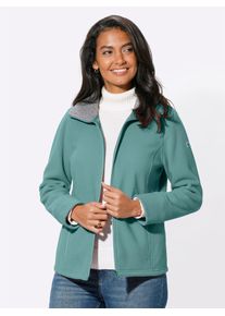 Casual Looks Damen Fleecejacke, grün, Gr. 52, unifarben, gemustert, mehrfarbig, 100% Polyester, Jacken