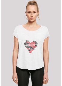 F4NT4STIC Damen T-Shirt "I love you 01001001 Binary Code Herz Valentinstag", weiß, casual, Gr. XXL, Obermaterial: 100% Baumwolle, Shirts, Premium