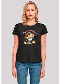 F4NT4STIC Damen T-Shirt "Anti Valentinstag My Herz belongs to tacos", schwarz, casual, Gr. S, Obermaterial: 100% Baumwolle, Shirts, Premium Qualität