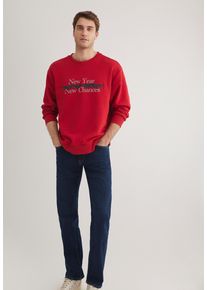 Mavi Herren Rundhalspullover "XMAS NEW YEAR SWEATSHIRT", rot, casual, Gr. L, bedruckt, Stoff, 65% Baumwolle, 35% Polyester, Pullover,