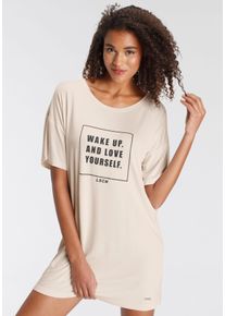 Lascana Damen Sleepshirt, Gr. 40, beige, Single Jersey, Obermaterial: 95% Viskose, 5% Elasthan, casual, Kleider, in locker sitzendem Schnitt