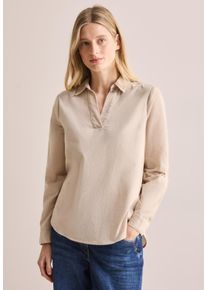 Cecil Damen Langarmbluse, beige, casual, Gr. XL, unifarben, Web, 100% Baumwolle, Blusen, mit Turn-Up Funktion
