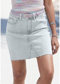 Buffalo Damen Jeansrock, blau, modisch, Gr. 34, unifarben, Denim/Jeans, Obermaterial: 98% Baumwolle, 2% Elasthan, Röcke, in kurzer Form mit