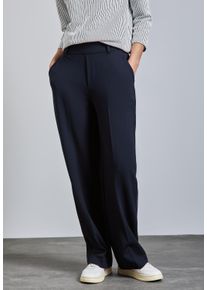 Street One Damen Stoffhose, blau, casual, Gr. 42, unifarben, Stoff, 61% Viskose, 32% Polyamid, 7% Elasthan , Hosen, High Waist