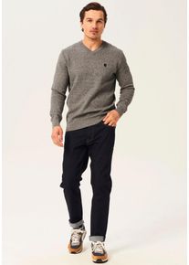 Garcia Herren V-Ausschnitt-Pullover, grau, casual, Gr. S, meliert, Feinstrick, Obermaterial: 87% Baumwolle, 13% Polyester, Pullover, in melierter