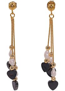 Firetti Damen Paar Ohrstecker "Schmuck Geschenk Silber 925 Ohrschmuck Ohrringe Herzen Edelsteine", Silber 925 (Sterlingsilber)-Messing-Perlen, gelb,