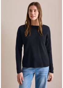 Cecil Damen Strickpullover, blau, casual, Gr. L, unifarben, Web, 80% Baumwolle, 20% Nylon, Pullover, im soften Baumwoll-Mix