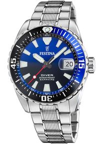 Festina Taucheruhr "The Originals/Diver", silber, Armbanduhren, Armbanduhr,Quarzuhr,Herrenuhr,bis 20 bar wasserdicht, Edelstahlarmband