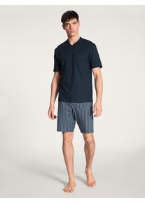 Calida Herren Shorty "Relax Imprint", Gr. S, blau, Single Jersey, Obermaterial: 100% Baumwolle, unifarben, casual, Homewear-Sets, mit aufgesetzer