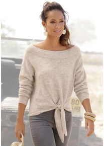 Lascana Damen Strickpullover, beige, casual, Gr. 36, meliert, Feinstrick, Obermaterial: 73% Polyacryl, 24% Polyamid, 3% Elasthan, Pullover, mit