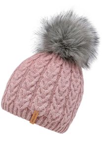 Chillouts Damen Bommelmütze "Tabea Hat", rosa, feminin,modisch, unifarben, Zopfmuster, Fellimitat, meliert, Feinstrick, Materialmix, Mützen, mit