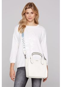 SOCCX Damen Henkeltasche, weiß, Polyurethan (PU), unifarben, Taschen, mit vielen Innenfächern
