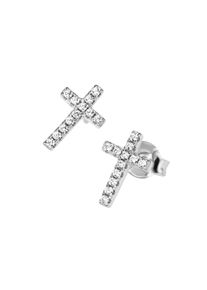 Smart Jewel Damen Paar Ohrstecker "Kreuz mit Zirkonia, Silber 925", Silber 925 (Sterlingsilber), silber, Silber 925 (Sterlingsilber), Ohrringe