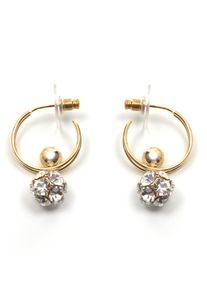 Firetti Damen Paar Creolen "Ohrschmuck Glitzerkugel", Glas-Metall, gold, Glas, Metall, Ohrringe, mit Glasstein