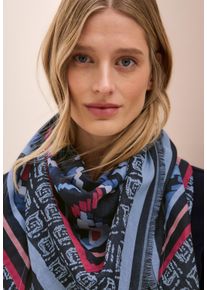 Cecil Damen Halstuch, blau, casual, bedruckt, Stoff, 58% Modal, 42% Baumwolle, Modetücher, mit Fransenkante