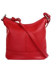 CLUTY Damen Umhängetasche, rot, Leder, unifarben, leicht glänzend, Taschen, echt Leder, Made in Italy
