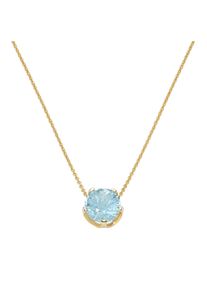 Luigi Merano Damen Goldkette "mit rundem Edelstein Anhänger, Gold 375", 45cm, Gelbgold 375, blau, Gelbgold 375, Halsketten