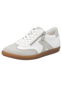 Rieker Damen Sneaker, Gr. 43, grau, Lederimitat, kontrastfarbene Details, sportlich, Schuhe, Halbschuh, Freizeitschuh, Schnürschuh mit Reißverschluss