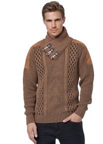 Rusty Neal Herren Strickpullover, braun, casual, Gr. XL, unifarben, 75% Polyacryl, 25% Baumwolle, Pullover, mit trendigem Strickmuster