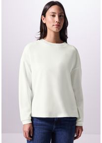 Damen Langarmshirt, weiß, casual, Gr. 44, STREET ONE STUDIO, unifarben, Stoff, 71% Polyester, 26% Viskose, 3% Elasthan, Shirts, aus elastischem