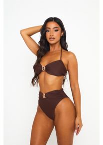 MODA MINX Damen Triangel-Bikini-Top "Amour", braun, feminin, Gr. XS, unifarben, 82% Polyamid, 18% Elasthan, Bikini-Oberteile, mit funkelnden