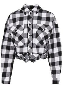 Urban Classics Damen Langarmhemd "Urban Classics Damen Ladies Short Oversized Check Shirt", schwarz-weiß, Gr. XXXL, 100% Baumwolle, Hemden