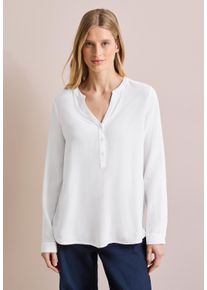 Cecil Damen Langarmbluse, weiß, casual, Gr. XL, unifarben, Stoff, 100% Viskose, Blusen, mit dekorativer Knopfleiste
