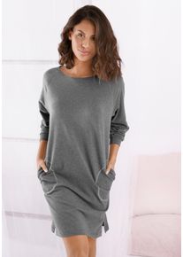 Vivance Dreams Damen Sleepshirt, Gr. 32, grau, Single Jersey, Obermaterial: 60% Polyester, 36% Viskose, 4% Elasthan, unifarben, meliert, Basic,