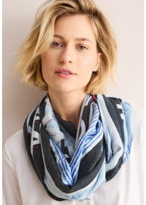 Cecil Damen Loop, blau, casual, gemustert, Stoff, 70% Polyester, 30% Viskose, Modetücher, mit dekorativem Print