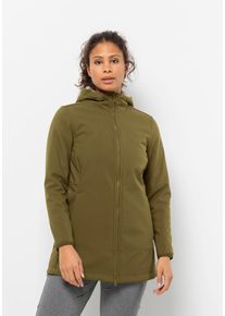 Jack Wolfskin Damen Softshellmantel "WINDLAND COAT W", grün, Gr. XS, OBERSTOFF 100% POLYESTER FUTTER 100% POLYESTER, Mäntel