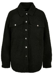 Urban Classics Damen Langarmhemd "Urban Classics Damen Ladies Sherpa Overshirt", schwarz, Gr. 5XL, unifarben, 100% Polyester, Hemden