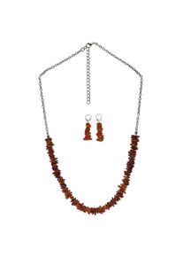 Steuer Damen Paar Ohrhänger "Set aus Collier und Ohrhänger Bernstein braun", braun, Metall, Ohrringe