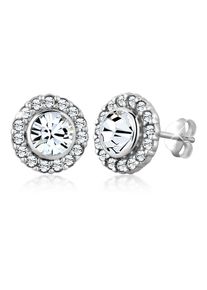 Elli Damen Paar Ohrstecker "Glamour Kristalle 925 Silber", mit Steinen, Silber 925 (Sterlingsilber), weiß, Silber 925 (Sterlingsilber), Ohrringe
