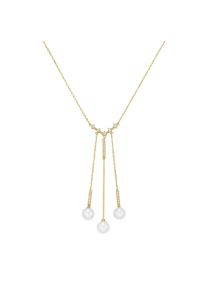 Damen Collier "mit Süßwasser-Perlen und Zirkonia, Silber 925", 45cm, Silber 925 (Sterlingsilber), gold, Giorgio Martello MILANO, Silber 925