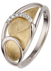 Jobo Damen Fingerring, 56, SI = kleine Einschlüsse, Gelbgold 585-Weißgold 585-Diamanten, gelb, Gelbgold 585, Weißgold 585, Diamanten, Fingerringe,