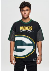 Recovered Herren T-Shirt "NFL Packers Bay Cut and Sew Oversized", schwarz, casual, Gr. L, bedruckt, 100% Baumwolle, Shirts, für alle Fans der Green