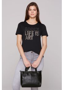 SOCCX Damen Henkeltasche, schwarz, Polypropylen, unifarben, Taschen, mit vielen Innenfächern