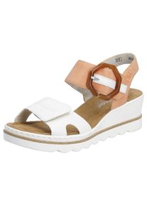 Rieker Damen Sandalette, Gr. 37, orange, Lederimitat, elegant, Schuhe, Sommerschuh, Sandale, Keilabsatz, mit auffälliger Schmuckspange