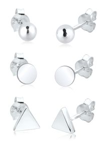 Elli Damen Ohrring-Set "Ohrringe Dreieck 3er Set 925 Sterling Silber", OneSize, ohne Stein, Silber 925 (Sterlingsilber), silber, Silber 925
