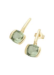 Luigi Merano Damen Paar Ohrstecker "mit quadrat. / abgerundeten Edelstein Behang, Gold 375", Gelbgold 375, grün, Gelbgold 375, Ohrringe
