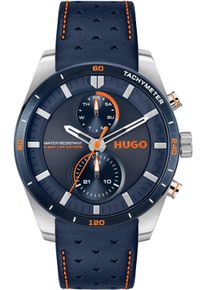 Hugo Herren Multifunktionsuhr "FAST", blau, Armbanduhren, Armbanduhr, Quarzuhr, Herrenuhr, Datum, Lederarmband
