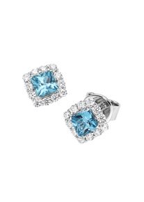Damen Paar Ohrstecker "Ziersteine, Zirkonia weiß, Silber 925", Silber 925 (Sterlingsilber), blau, Giorgio Martello MILANO, Silber 925
