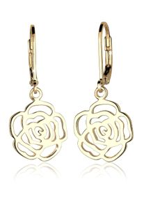 Elli Damen Paar Ohrhänger "Ohrhänger mit Blume 925 Sterling Silber", OneSize, ohne Stein, Silber 925 (Sterlingsilber), gold, Silber 925