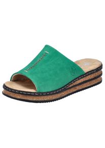 Rieker Damen Pantolette, Gr. 38, grün, Lederimitat, klassisch, Schuhe, Keilabsatz, Sommerschuh, 150 Jahre Rieker Jubiläumsartikel