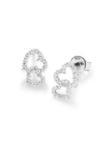 Smart Jewel Damen Paar Ohrstecker "Doppelherz, Zirkonia Steine, Silber 925", Silber 925 (Sterlingsilber), silber, Silber 925 (Sterlingsilber),