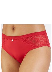 s.Oliver Damen Slip "Romane", Gr. 32, rot, Spitze, Microtouch, Obermaterial: 86% Polyamid, 14% Elasthan, Unterhosen, mit graphischer Spitze in