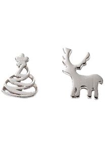 Firetti Damen Paar Ohrstecker "Schmuck Geschenk Silber 925 Ohrschmuck Ohrringe Rentier Christbaum", Silber 925 (Sterlingsilber), silber, Silber 925