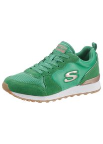 Skechers Damen Sneaker "OG 85 - GOLDN GURL", Gr. 35, grün, Veloursleder, Textil, Synthetik, sportlich, Schuhe, Schnürschuh,