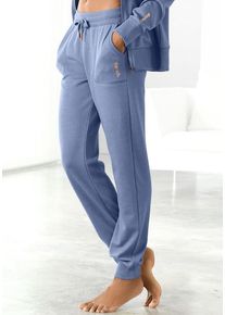 BENCH. LOUNGEWEAR Loungehose mehrfarbig Gr. 32/34 für Damen. Mit Logoschriftzug, Logodruck. Basic. Nachhaltig.
